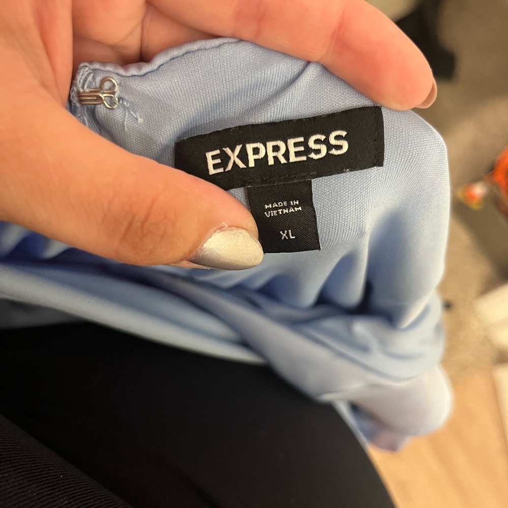 Express Light Blue Asymmetrical Dress - Picture 3 of 3